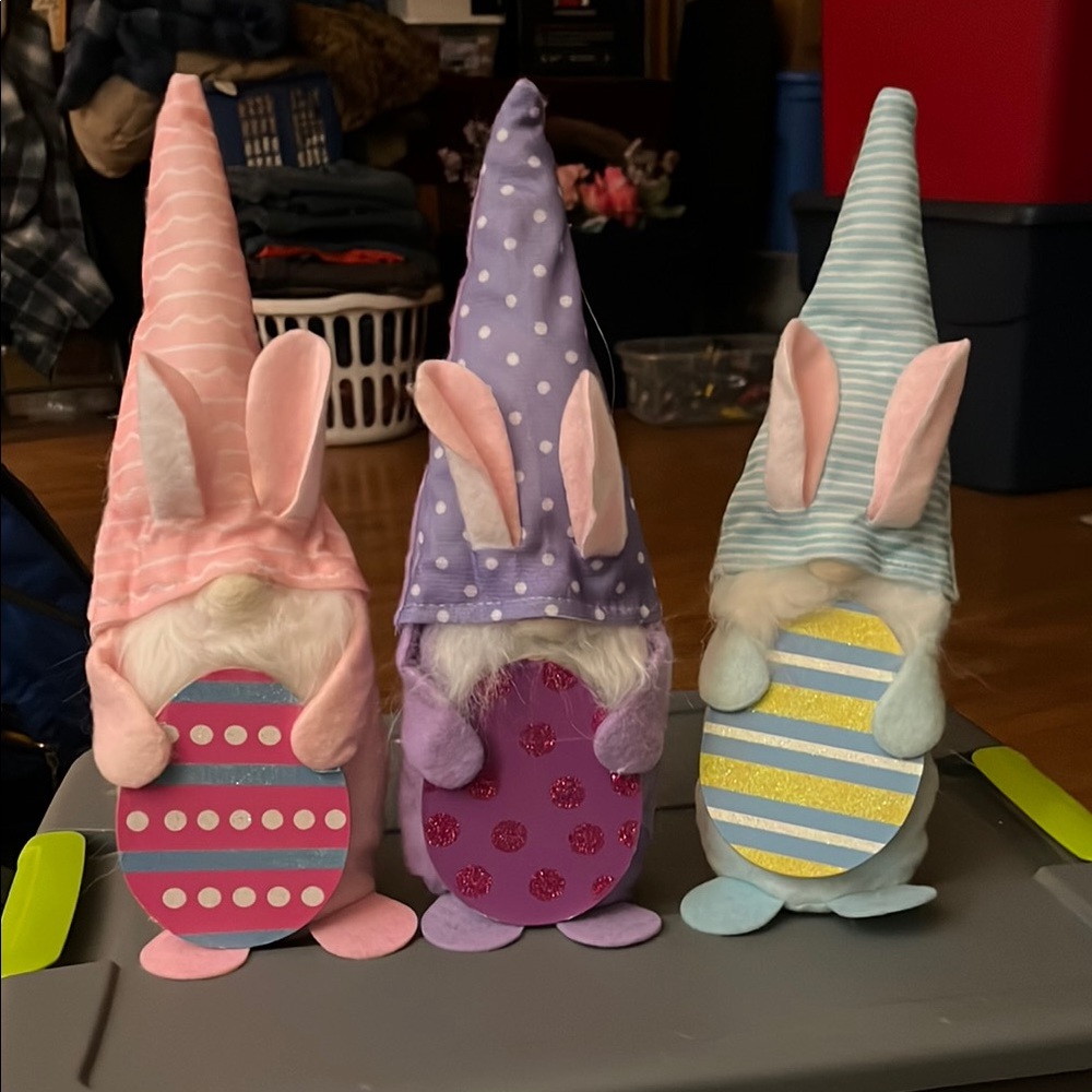 Easter Gnome Decor Set with Striped and Polka Dot Hats